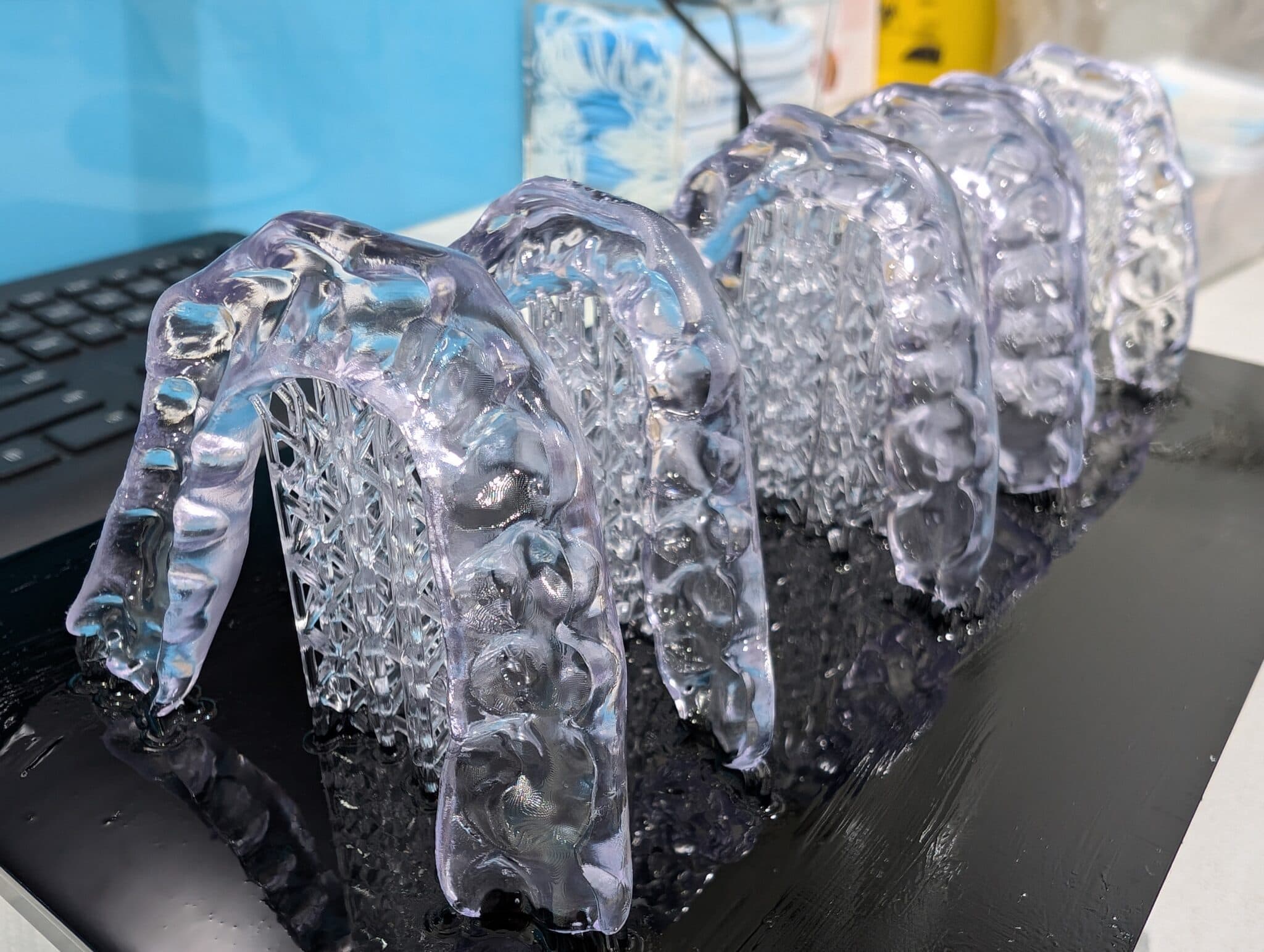 Figure 5: A row of Voco Splint nightguards designed on the Medit Splints app