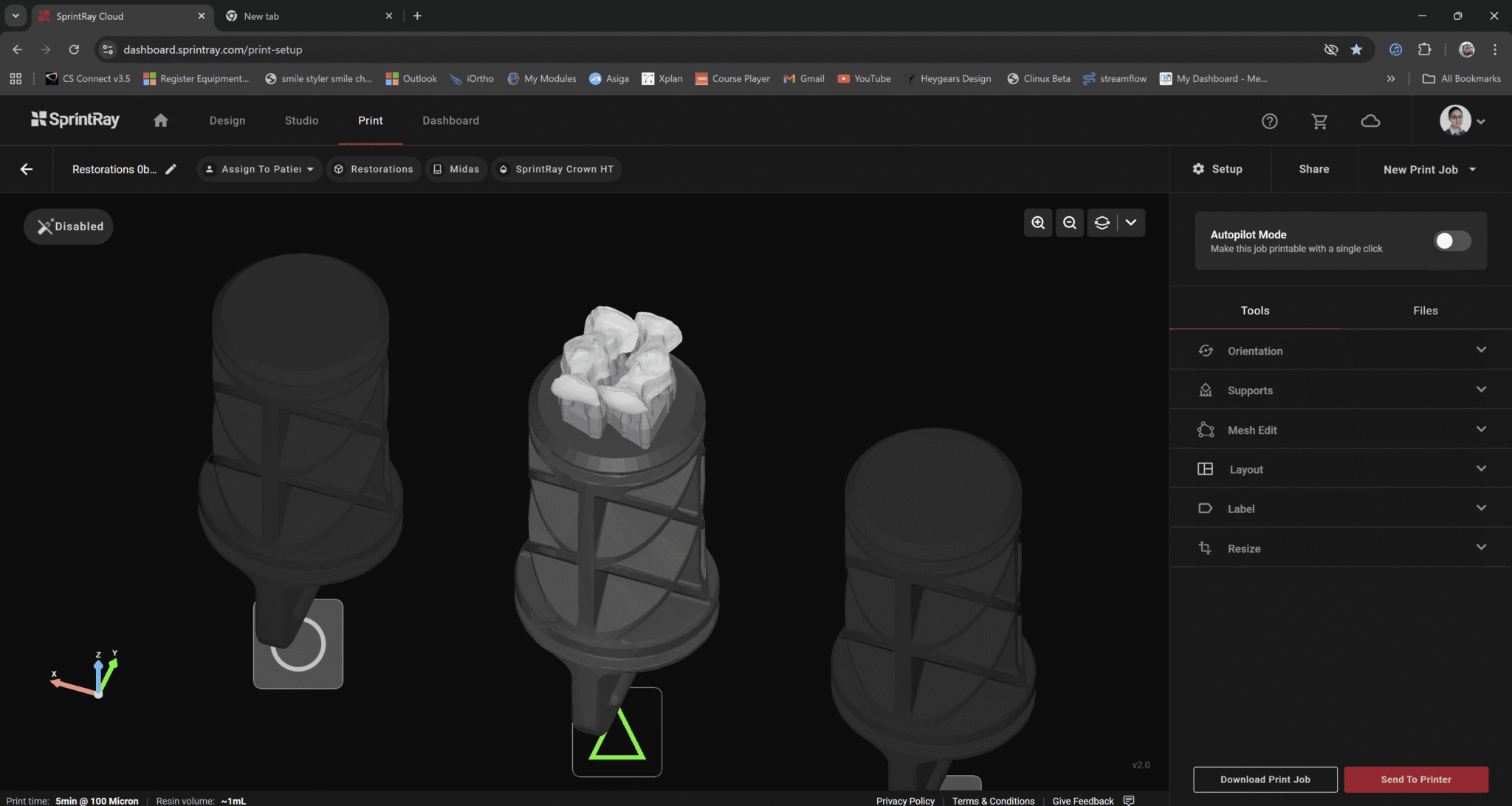 Figure 4: RayWare Cloud – overall works great for printed restorations