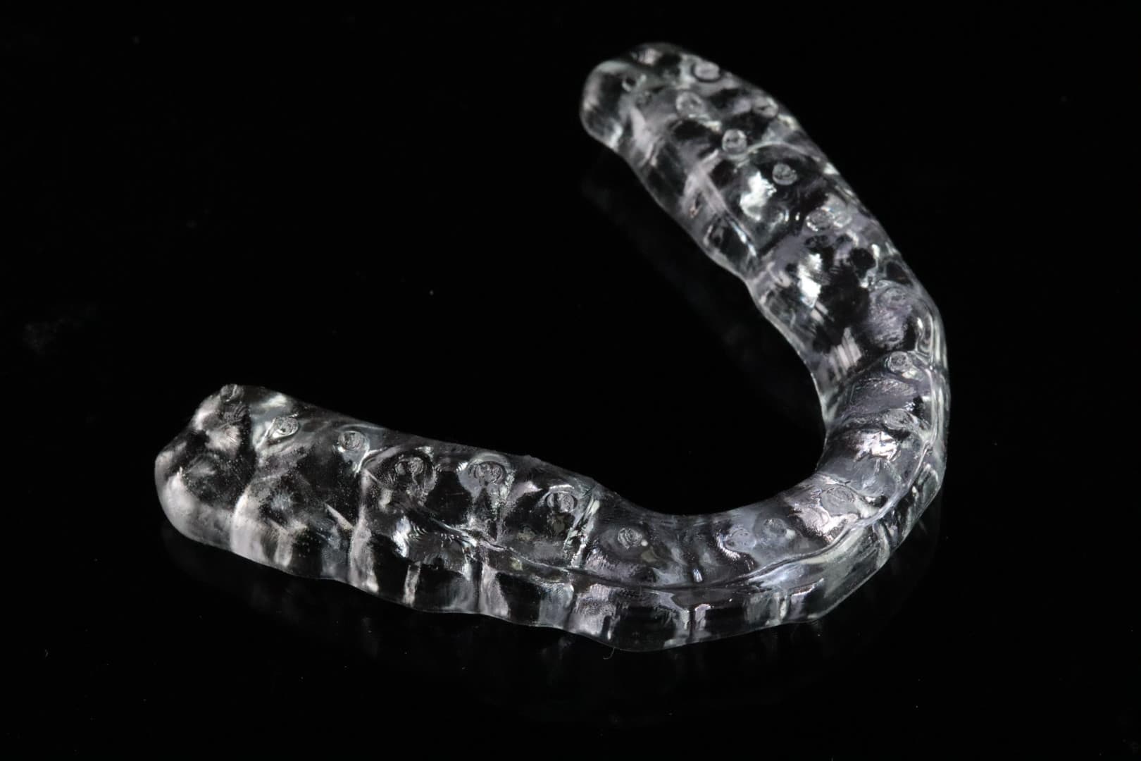 Figure 7: Nightguard printed using an Optical Polish vat, washed and cured in the NanoCure. It truly comes out crystal clear.